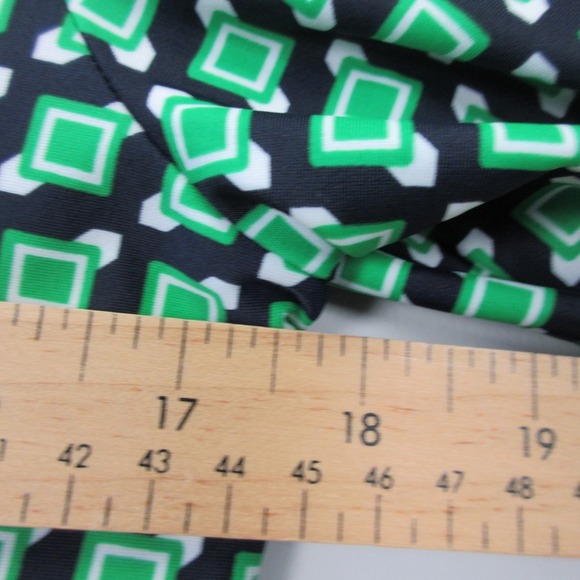 Jude Connally Shift Dress S Green Geometric 3/4 Sleeve Knee Length Retro 318 - Picture 6 of 9